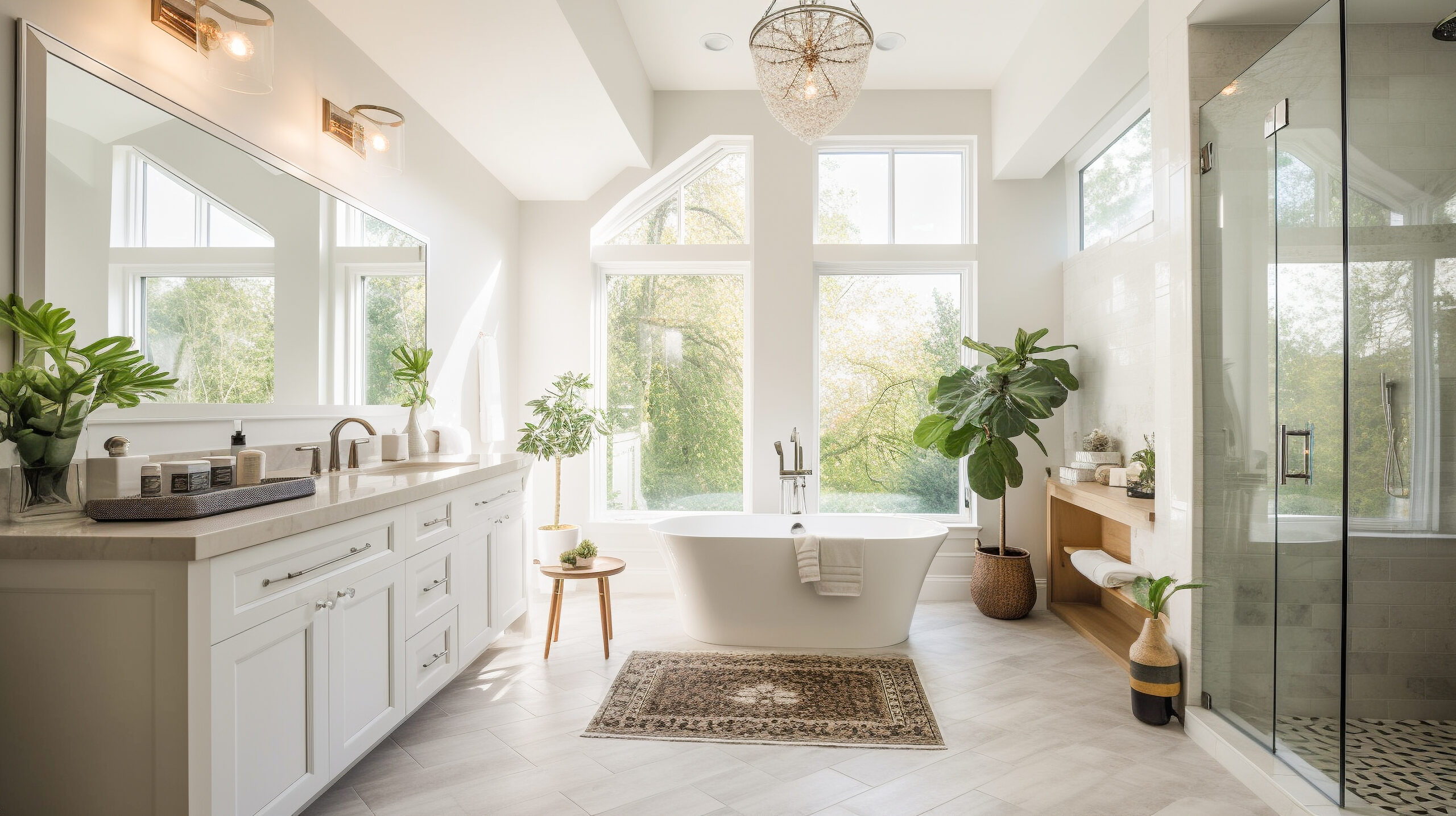 Luxurious Custom Bathroom Upgrade Interior – Generative AI.